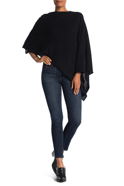 Portolano Lightweight Lambswool Cowl Neck Poncho In Black