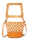 Aranaz Kaia Straw Bucket Bag In Rust