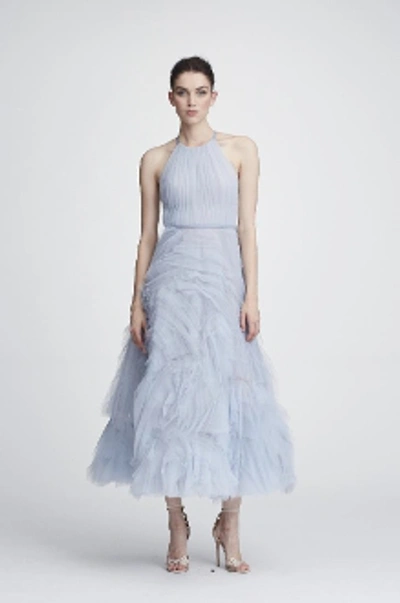 Marchesa Notte Sleeveless Tulle Gown In Light Blue