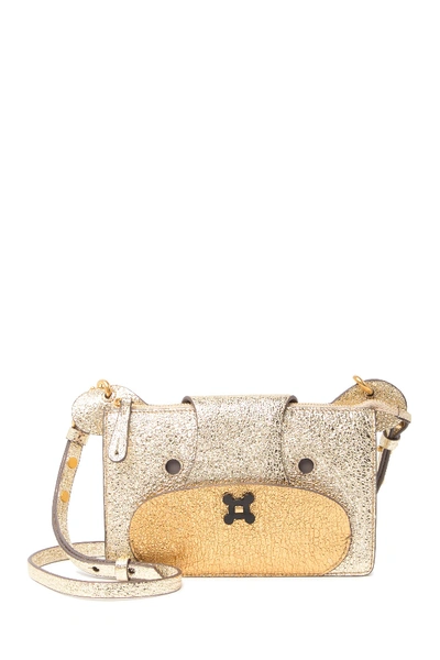 Anya Hindmarch Bear In Light Leather Crossbody Pouch In Light Gold