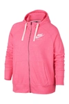 Nike Gym Vintage Full Zip Hoodie (plus Size) In Lotus Pink/sail