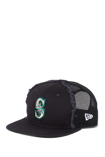 New Era Mlb Seattle Marlins Worn Trucker Snapback In Blue