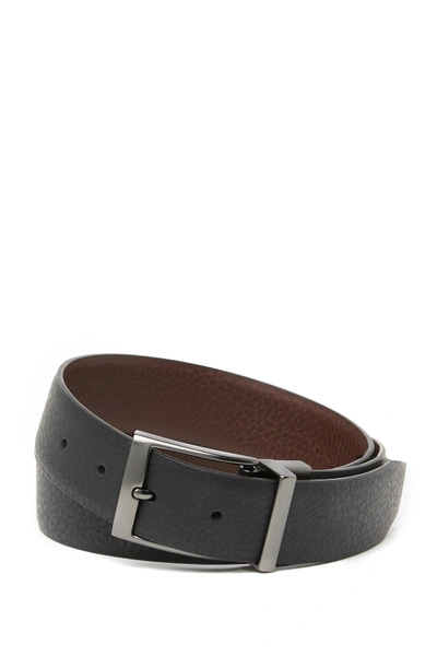 Nike Feather Edge Textured Faux Leather Reversible Belt In Black/brown