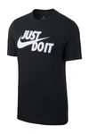 Nike Tall Just Do It Swoosh T-shirt In Black In 011 Black/white