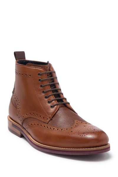 Ted Baker Hjenno Leather Brogue Boot In Tan