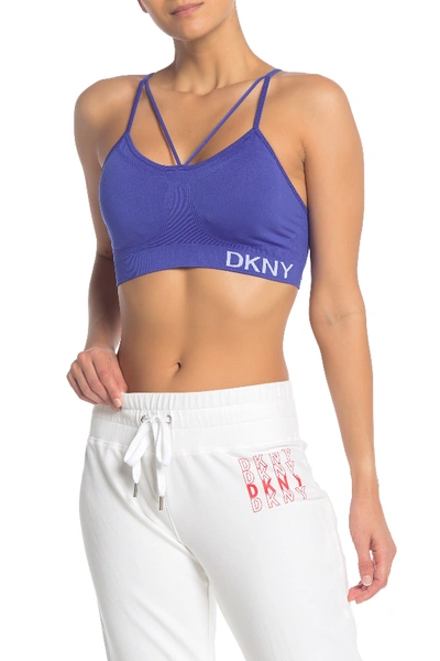 Dkny Low Impact Strappy Sports Bra In Royal Blue