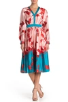 TED BAKER Karolyn Floral Long Sleeve Satin Dress