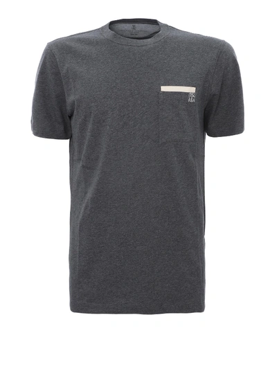 Brunello Cucinelli Chest Pocket Cotton T-shirt In Grey