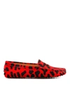 TOD'S GOMMINO PRINTED CALF-HAIR RED LOAFERS