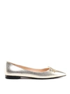 PRADA METALLIC SAFFIANO LEATHER FLAT SHOES