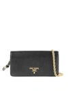 PRADA Saffiano leather black chain wallet bag