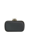 ALEXANDER MCQUEEN BUTTERFLY BOX BLACK SATIN CLUTCH