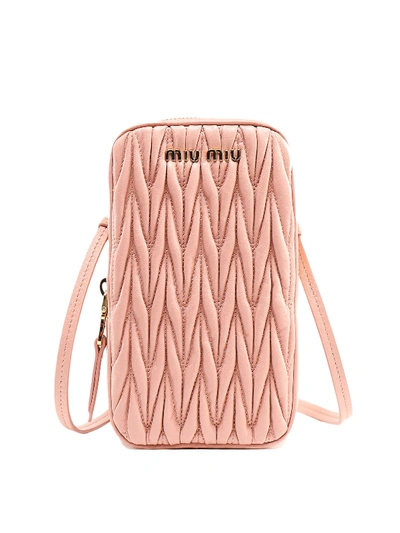 Miu Miu Rose Matelasse Leather Mini Bag In Pink