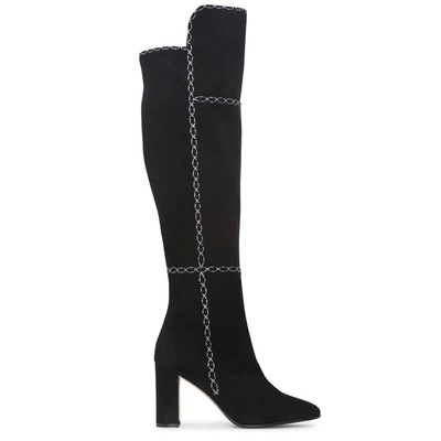 Manolo Blahnik Rubiohi Black And Grey High Boots