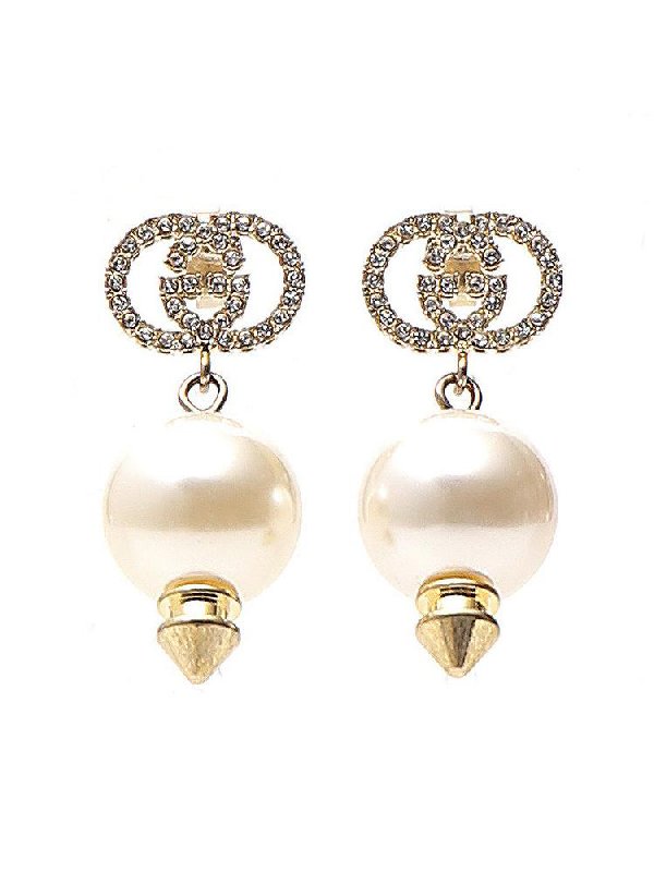 gucci double g pearl earrings