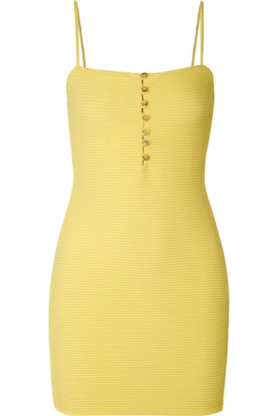 Vix Sunkisses Ribbed Stretch-jersey Mini Dress In Yellow