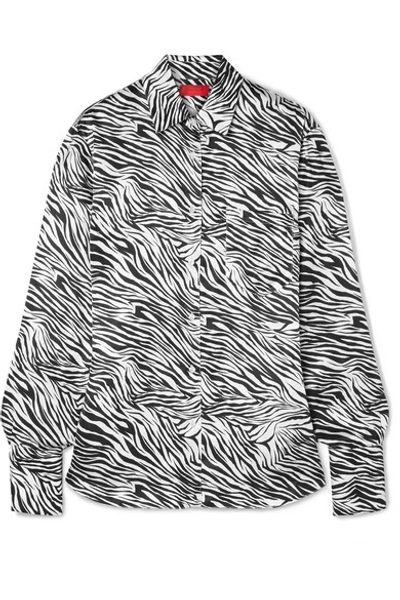 Commission Banker Zebra-print Satin Shirt In Black