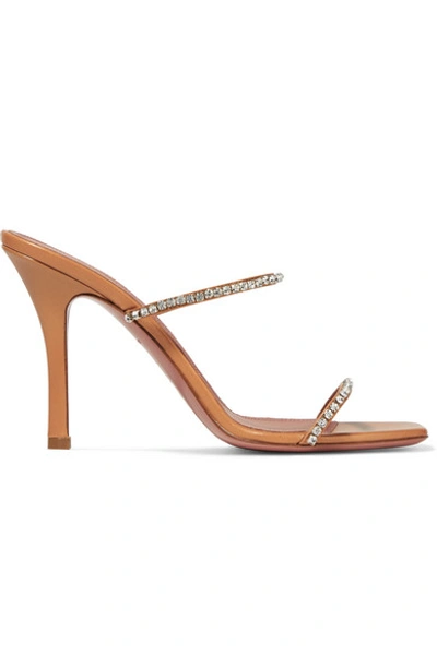 Amina Muaddi Gilda Crystal-embellished Leather Sandals In Light Brown