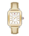 MICHELE DECO SPORT HIGH SHINE TWO-TONE & GOLD LEATHER WATCH,PROD224940368