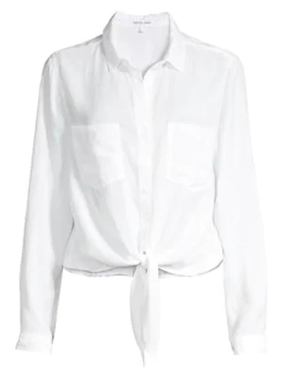 Bella Dahl Patch Pocket Tie Front Shirt In White
