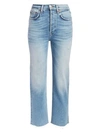 Re/done High-rise Stovepipe Jeans With Raw-edge Hem In Light Stone