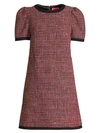 KATE SPADE Tweed Puff-Sleeve Shift Dress