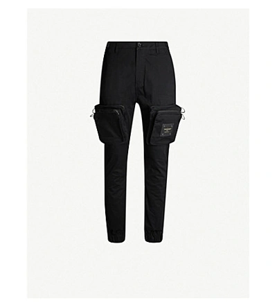 Boy London Patch-pocket Slim-fit Tapered Stretch-cotton Trousers In Black