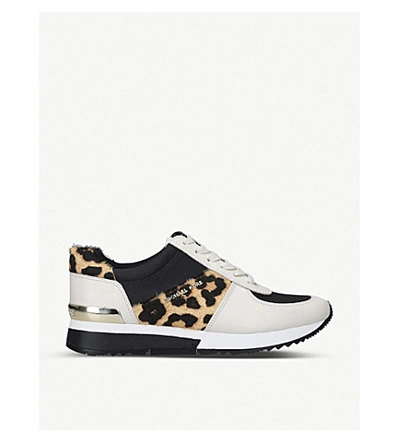 Michael Michael Kors Allie Leopard Print Panelled Trainers In White/oth