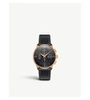 JUNGHANS 027/7923.01 MEISTER CHRONOSCOPE ROSE GOLD-PLATED STAINLESS STEEL AND LEATHER WATCH,757-10001-027792301