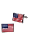 Link Up Mother-of-pearl American Flag Cufflinks In Red