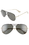 Gucci 60mm Aviator Sunglasses - Shiny Black