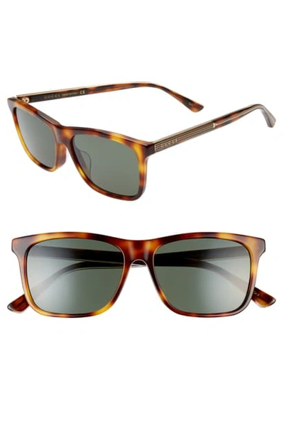 Gucci 56mm Sunglasses In Shiny Medium Havana