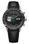 Raymond Weil Men's Swiss Automatic Chronograph Freelancer Black Leather Strap Watch 42mm In Black/ Silver