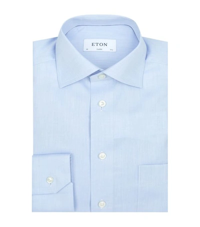 Eton Cotton Twill Pocket Shirt In Blue