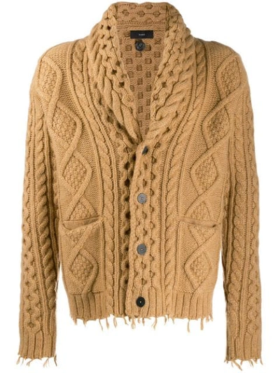 Alanui Wool And Cashmere Cable Knit Cardigan In Brown