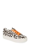 Jslides Hippie Platform Sneaker In Grey Leopard Leather/ Orange