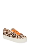 Jslides Hippie Platform Sneaker In Natural Leather/ Orange