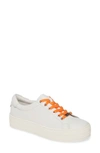 Jslides Hippie Platform Sneaker In White Leather/ Orange