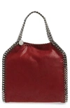 STELLA MCCARTNEY 'MINI FALABELLA - SHAGGY DEER' FAUX LEATHER TOTE - RED,371223W9355