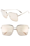 Tom Ford Heather Polarized 60mm Square Sunglasses In Shiny Rose Gold/ Gradient