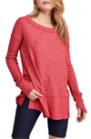 Free People North Shore Thermal Knit Tunic Top In Red