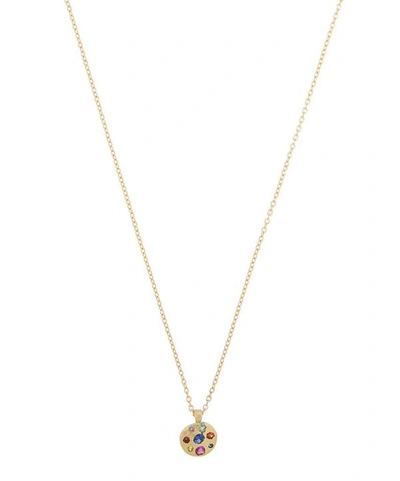 Polly Wales Gold Celeste Rainbow Sapphire Crystal Disc Pendant