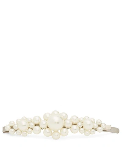 Simone Rocha Large Faux Pearl Flower Hair Clip In Cream