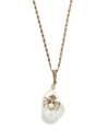 ALEXANDER MCQUEEN Gold-Tone Crystal and Baroque Pearl Spider Pendant Necklace,5057865851433