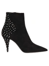 Saint Laurent Kiki Zip Stud Booties In Black