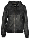 SAINT LAURENT SHINY LAMBSKIN FRINGED HOODIE JACKET,11029413