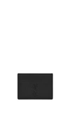 Saint Laurent Monogram Crocodile-effect Leather Cardholder In Black