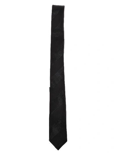 Saint Laurent Narrow Tie With Micro Spangles In Black