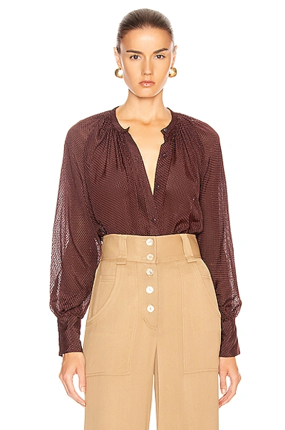 Equipment Corbette Button-down Long-sleeve Blouse In Aubergine Bis