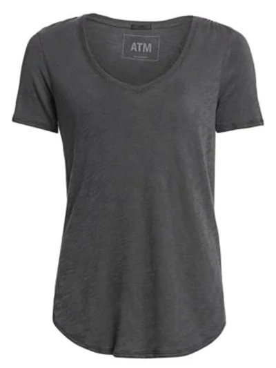 Atm Anthony Thomas Melillo Slub Jersey V-neck Tee In Asphalt